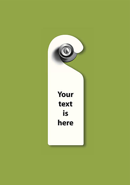 knob Blank white "Do Not Disturb" style sign on a perfect green background. door handle stock illustrations