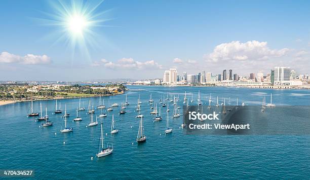 San Diego Skyline And Waterfront Stock Photo - Download Image Now - San Diego, Sailboat, Sunny