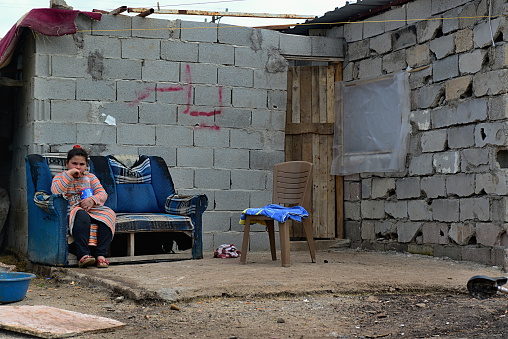 Reyhanli, Turkey - April 2, 2015: portrait of refugees living homeless in Turkey. 