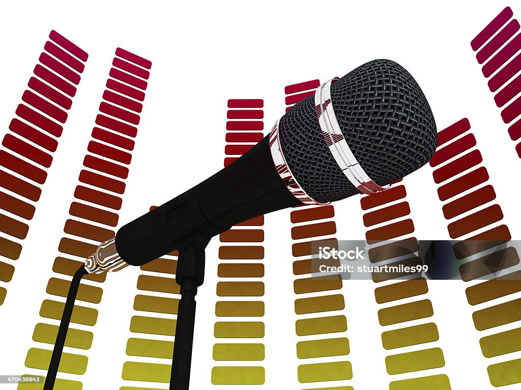 Graphic Equalizer And Mic Shows Rock Music Soundtrack Or Concert Graphic Equalizer And Mic Showing Rock Music Soundtrack Or Concert Arts Culture and Entertainment Stock Photo