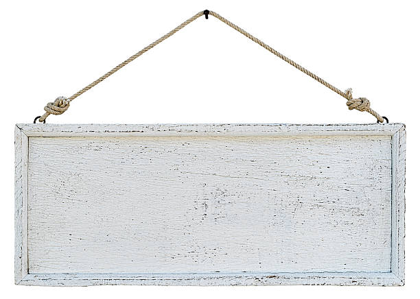 istock Old weathered white wood signboard. 470439363