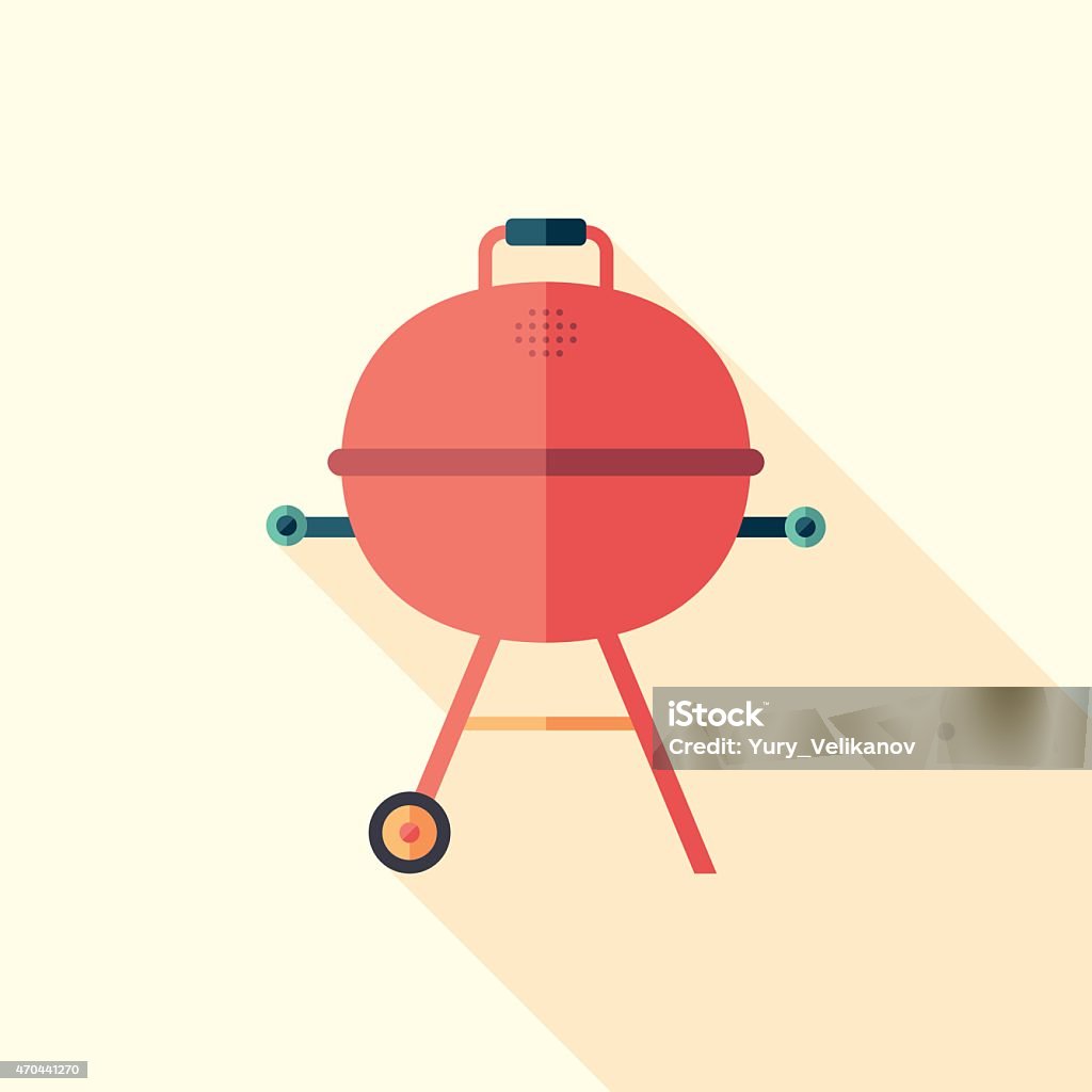 Barbecue time flat square icon with long shadows. Food and Drinks. Colorful flat icon. 2015 stock vector