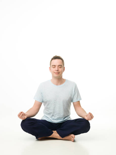 meditation (명상) - men yoga meditating cross legged 뉴스 사진 이미지