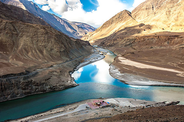 Beautiful landscape in Ladakh india Himalaya mountain landscape with river in Leh, Ladakh, India. jammu and kashmir photos stock pictures, royalty-free photos & images
