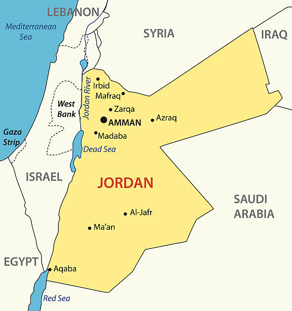 Hashemite Kingdom of Jordan - vector map Hashemite Kingdom of Jordan - vector map. dead sea stock illustrations