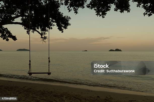 Swing On The Beach At The Morning Stock Photo - Download Image Now - 2015, Beach, Blue