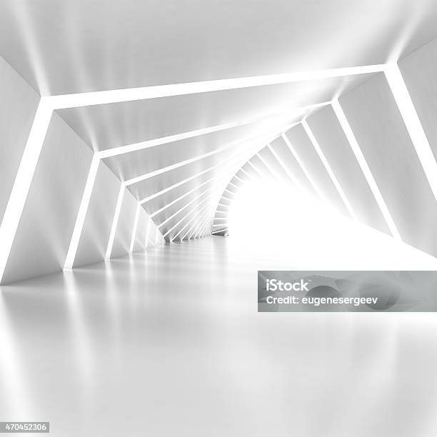 Abstract Empty Illuminated White Shining Bent Corridor Interior Stock Photo - Download Image Now