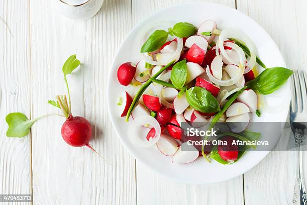 Fresh Radish In A Salad Stock Photo - Download Image Now - Radish, Basil, Close To