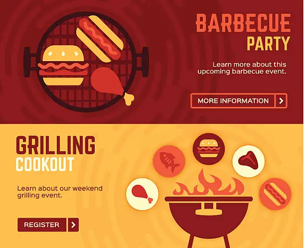 Vector illustration of Barbecue Cookout Grilling Banners