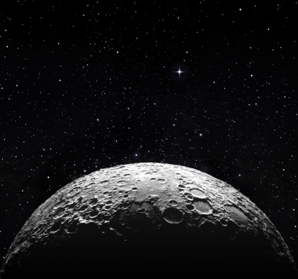 half moon superficie y cielo estrellado de espacio photo