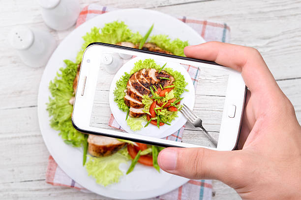 istock Hands taking photo chicken breast with smartphone. 470457982