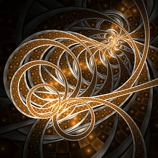 istock Dark yellow fractal lines, digital artwork 470458031