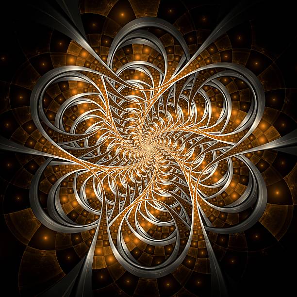 istock Dark yellow fractal lines, digital artwork 470458053