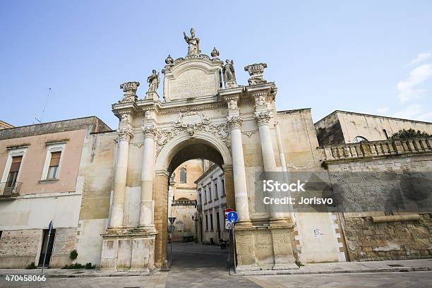 Porta Rudiae In Lecce Apulia Italy Stock Photo - Download Image Now - 2015, Ancient, Architectural Column