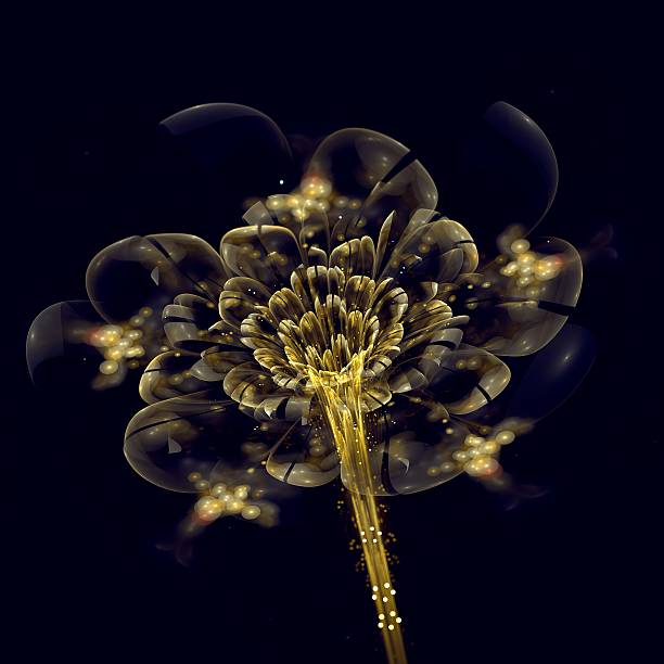 istock Dark yellow fractal flower, digital artwork 470460073
