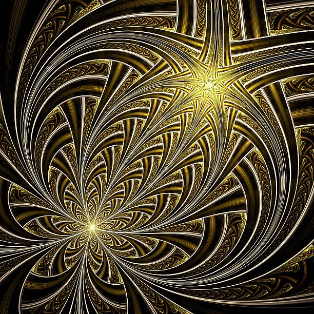 istock Dark yellow fractal flower, digital artwork 470461995