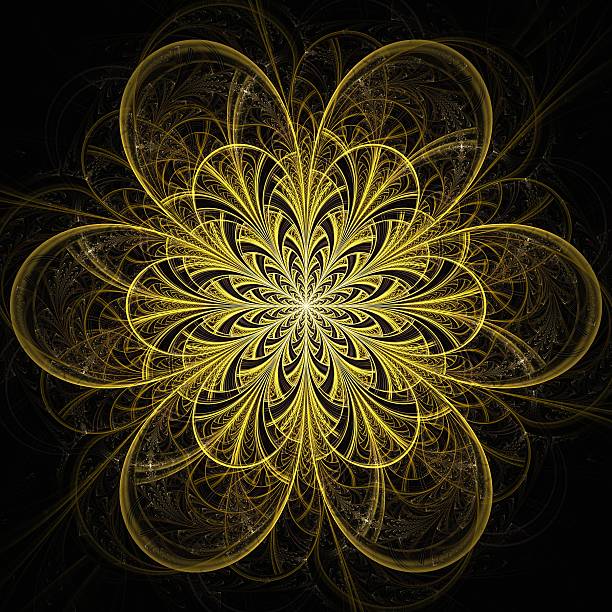 istock Dark yellow fractal flower, digital artwork 470462013