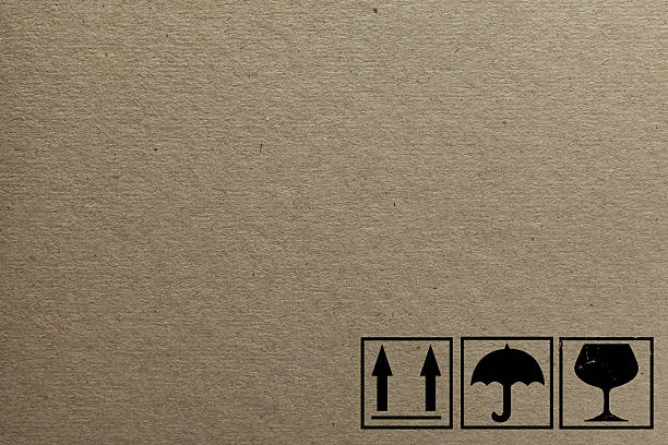 istock Cardboard background with fragile and this side up icons 470463220