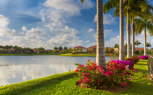 residential community, houses by the lake - south florida