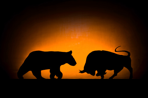 Common symbols of wall street in silhouette concept