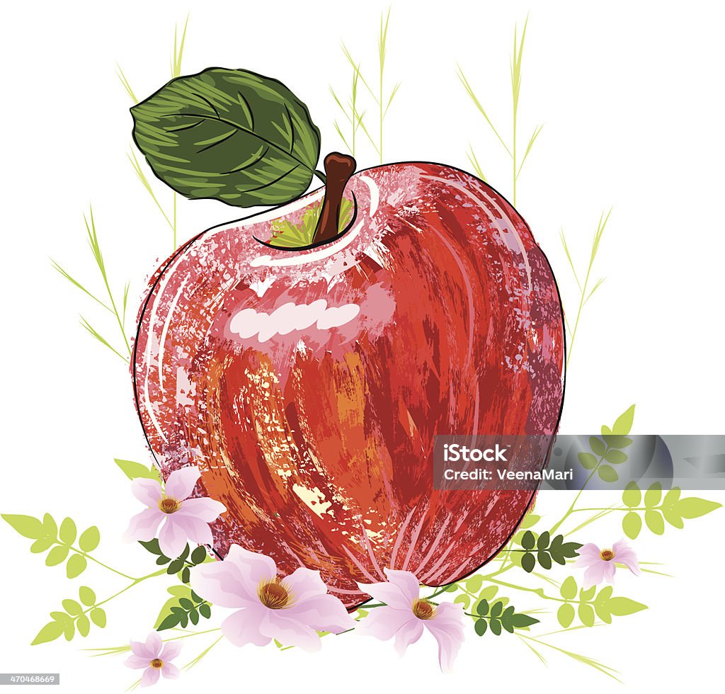 아름다운 붉은 사과나무 - 로열티 프리 건강한 식생활 벡터 아트