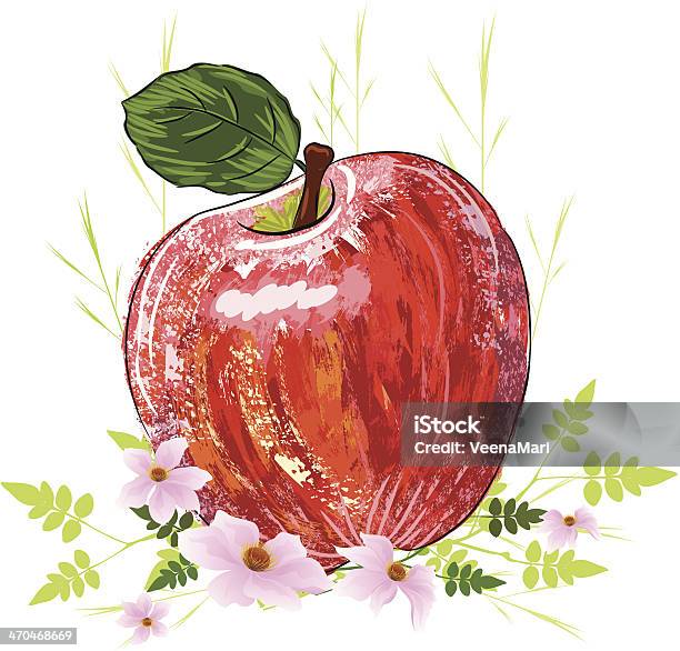 아름다운 붉은 사과나무 건강한 식생활에 대한 스톡 벡터 아트 및 기타 이미지 - 건강한 식생활, 과일, 구도
