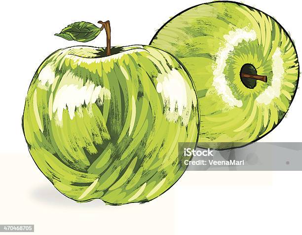 Belles Pomme Verte Vecteurs libres de droits et plus d'images vectorielles de Aliment - Aliment, Art pictural, Composition