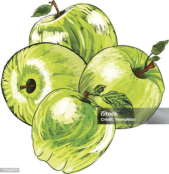 Wunderschöne Apple Stock Vektor Art und mehr Bilder von Apfel - Apfel, Aquarelleffekt, Blatt - Pflanzenbestandteile