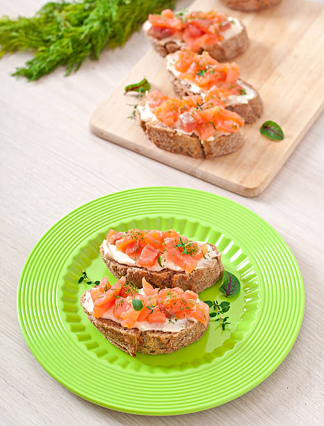 istock Sandwich with salted salmon and cream cheese. 470470702