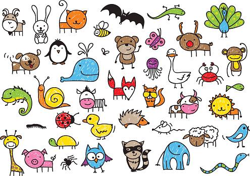Kids Drawings Of Animals Stock Illustration - Download Image Now - Animal,  Doodle, Drawing - Art Product - iStock