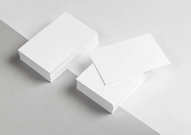 Photo of A stack of blank business cards and letterhead