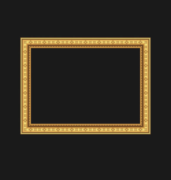 ilustraciones, imágenes clip art, dibujos animados e iconos de stock de vintage marco aislado sobre fondo negro - retro revival decoration gold vector