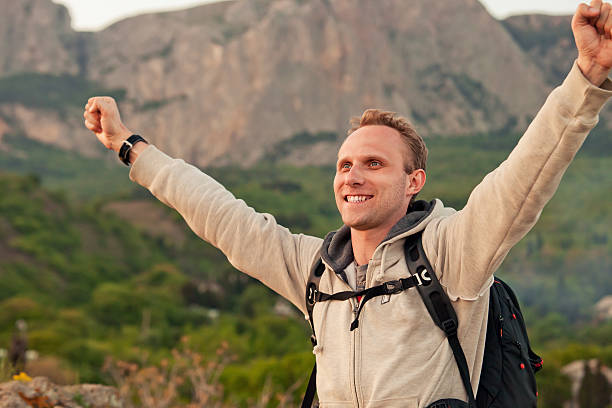 istock Feeling freedom man on the mountain landscape 470479609