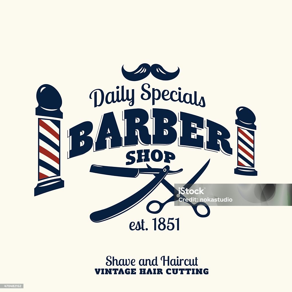 Barber shop retro sign Vintage barber shop logo graphics and icons Straight Edge Razor stock vector