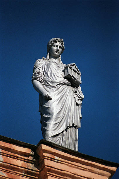 Modern conceptual art colorful ancient statue of bust of Apollo. Collage of contemporary art style