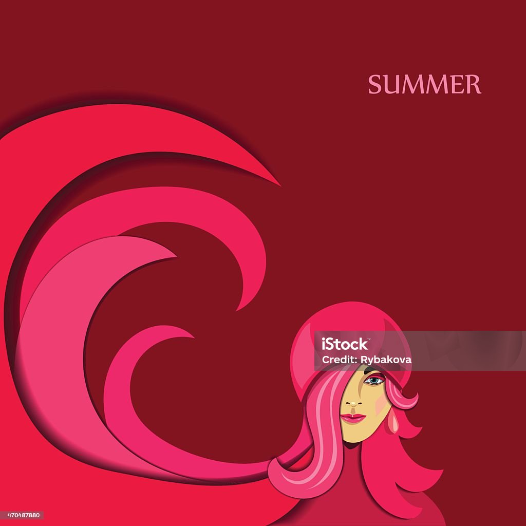 Summer girl The background with summer beautiful girl in pink. Sweetheart card 2015 stock vector