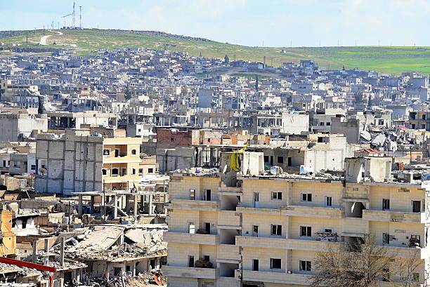 Ruins of Kobane stock photo