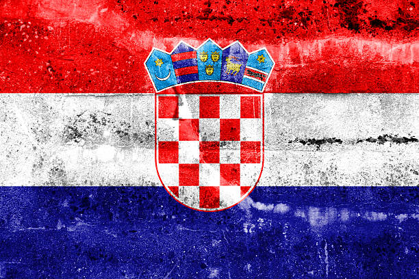 istock Croatia Flag painted on grunge wall 470491607