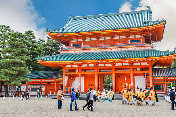 Kyoto, Japan - October 22 2014: Heian Shrine built in 1895, on the 1,100th anniversary of the transfer of the capital from Nara to Kyoto. The deity enshrined is Emperor Kanmu responsible for transferring the capital
