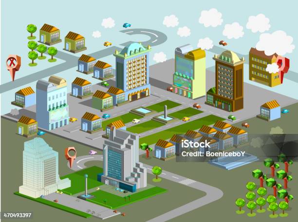 Vector Illustration Of Isometric Cityscape Custom And Edit Map Stock Illustration - Download Image Now