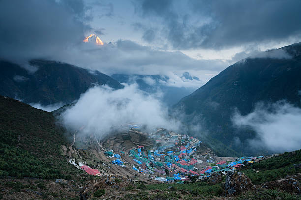 istock View to Namche Bazar at sunset 470493493