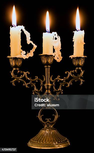 Candlestick Holder With Candles Stock Photo - Download Image Now - Candlestick Holder, Cut Out, Chandelier