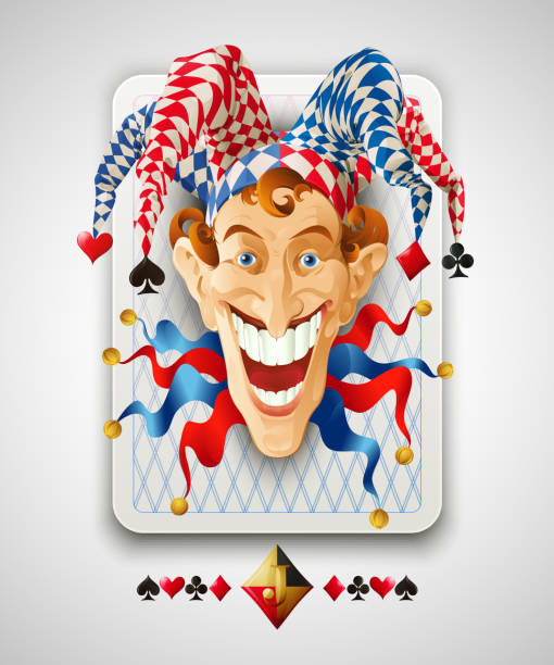 bild jolly joker.   vektor-illustration - jester circus gambling bizarre stock-grafiken, -clipart, -cartoons und -symbole