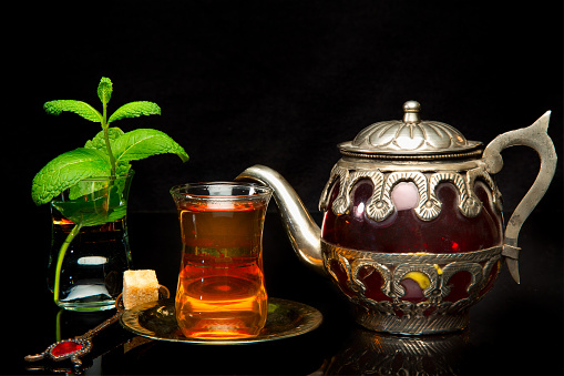 Mint tea is a traditional Arabian refreshing drink