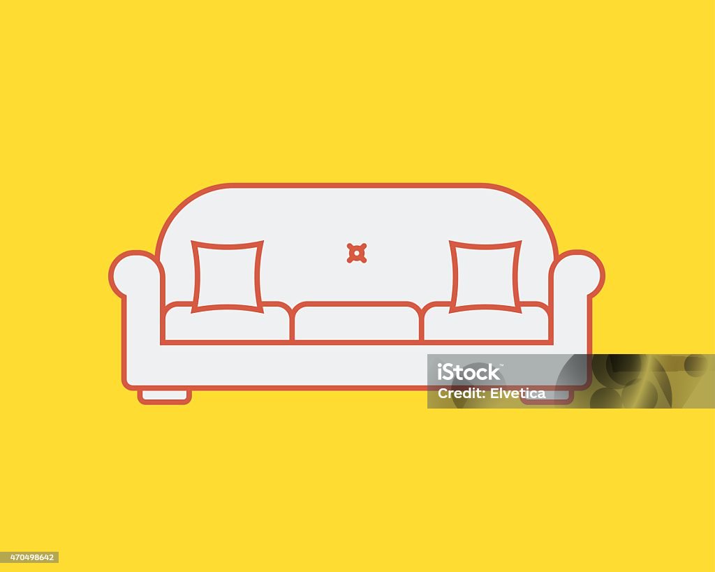 Linear sofa Linear sofa in interior. Flat line style vector illustration. 2015 stock vector