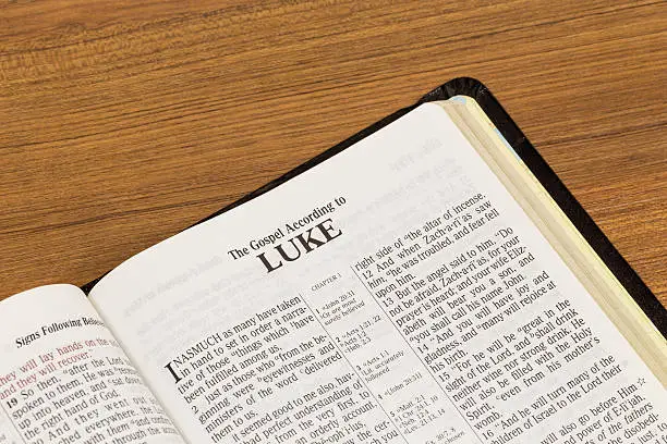 Photo of Open Book on the Gospel According to Luke