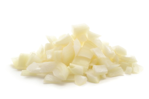 Chopped onion, isolated on a white background.