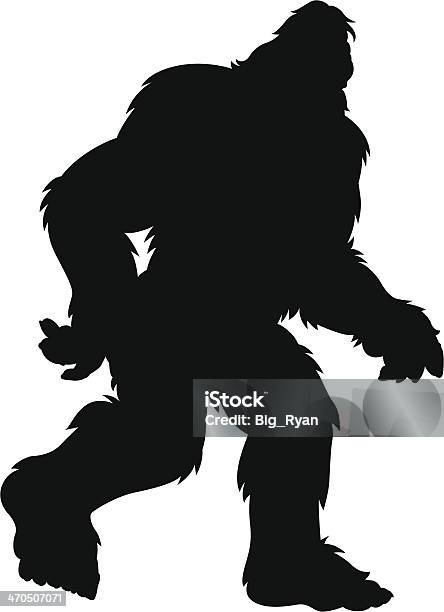 Hairy Bigfoot Silhouette Stock Illustration - Download Image Now - Sasquatch Crossing Sign, Bigfoot, Monster - Fictional Character