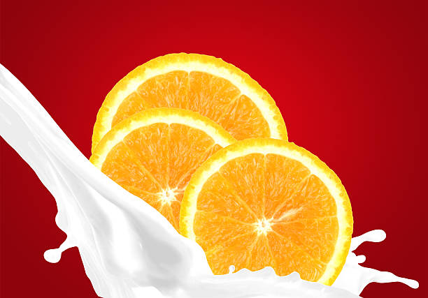 Splashing milk with orange