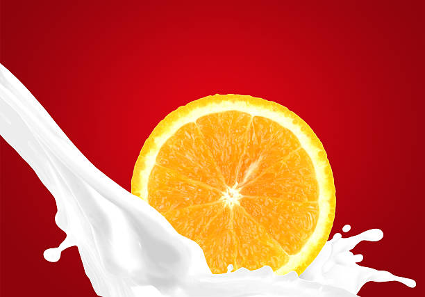 Splashing milk with orange